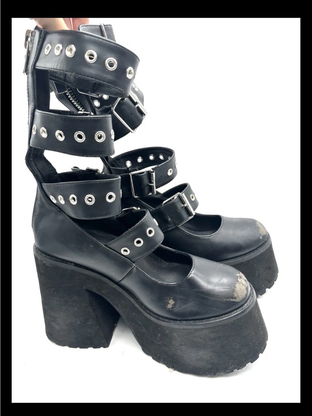 Dolls Kill The Grave Girls Strappy Platform Mary Jane Size 8 Chunky Goth